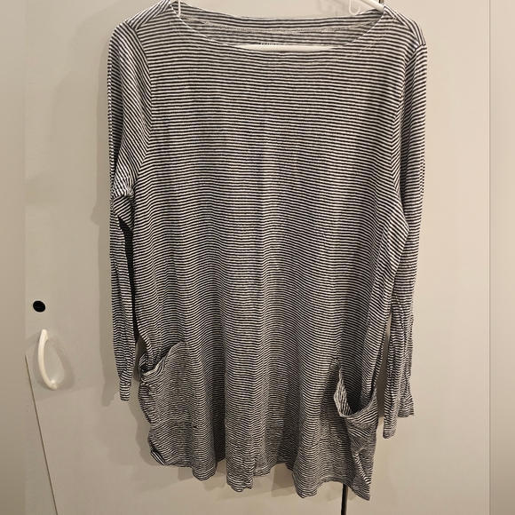 Eileen Fisher Womans Large Black/White Striped Tunic Top - Picture 1 of 5